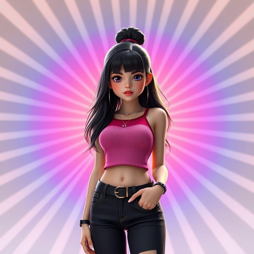 Trendy Modern Girl in Pixar-Inspired 3D Art