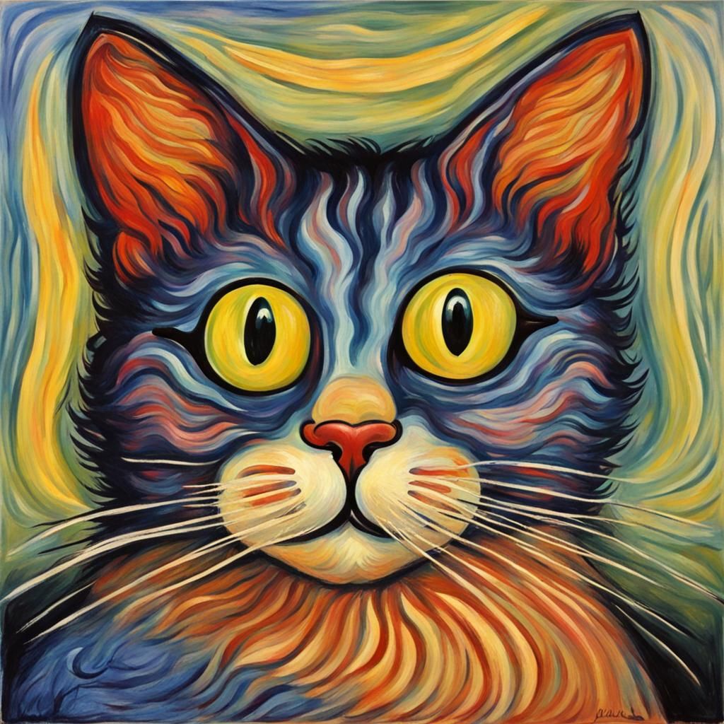 Cat in Expressionist Style of Painting