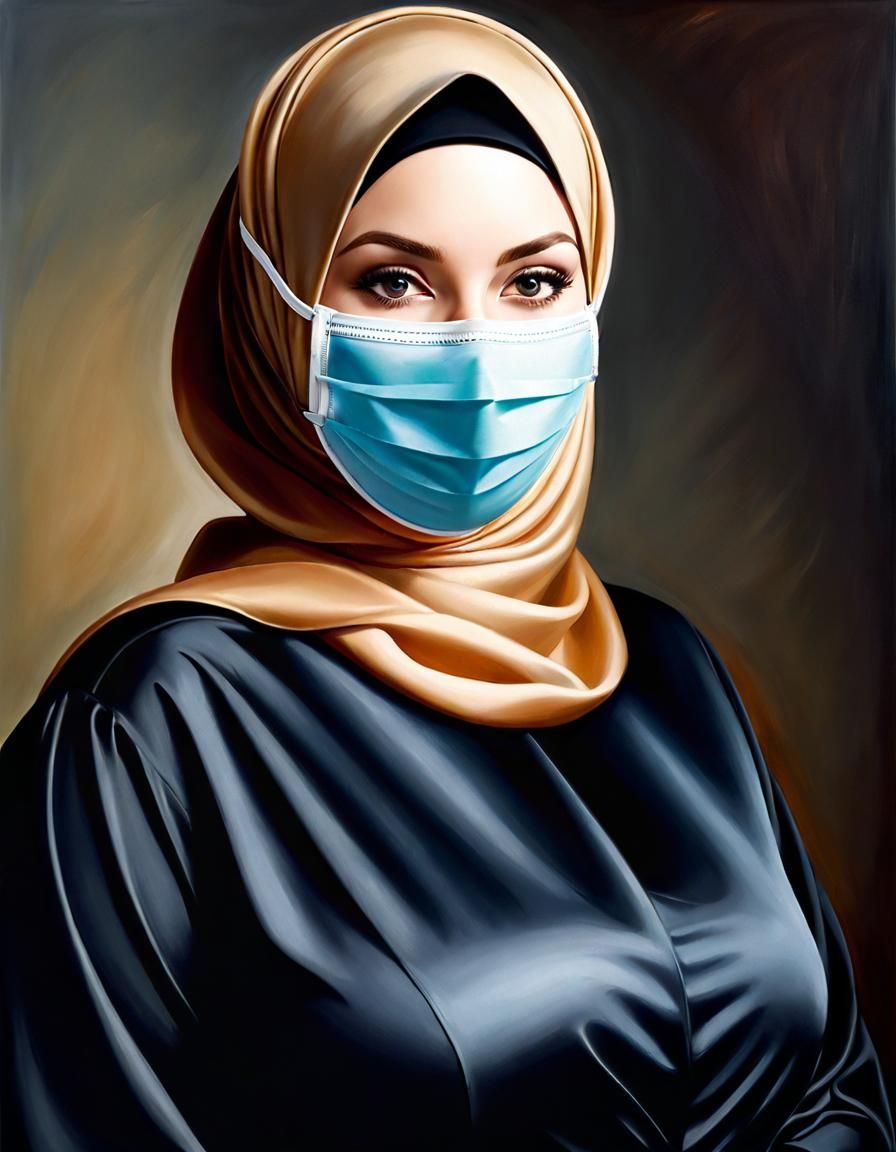 Hyperrealistic Oil Portrait of Woman with Hijab