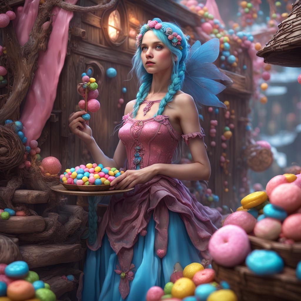 Sweet Fairies in Chocolate Village: Dark Fantasy Art