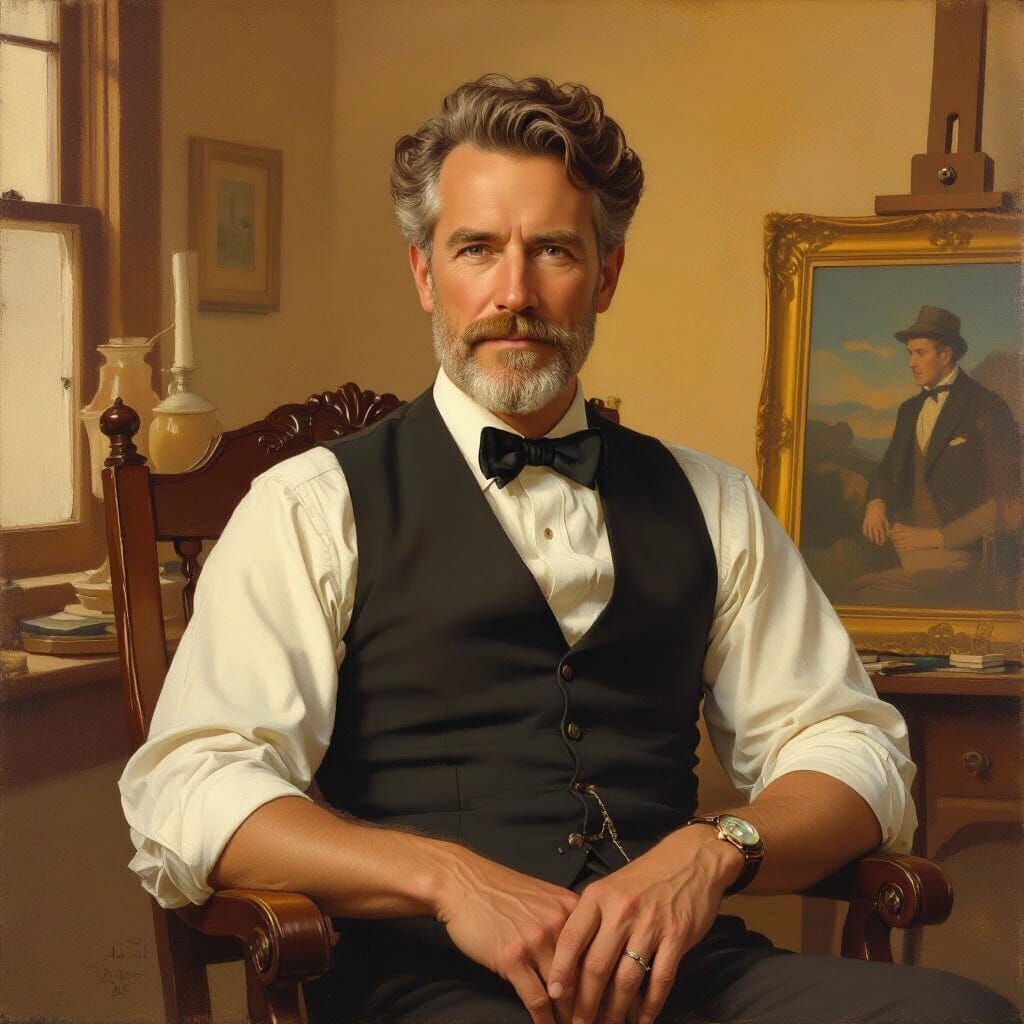 Portrait of Maxfield Parrish in Golden Age Style