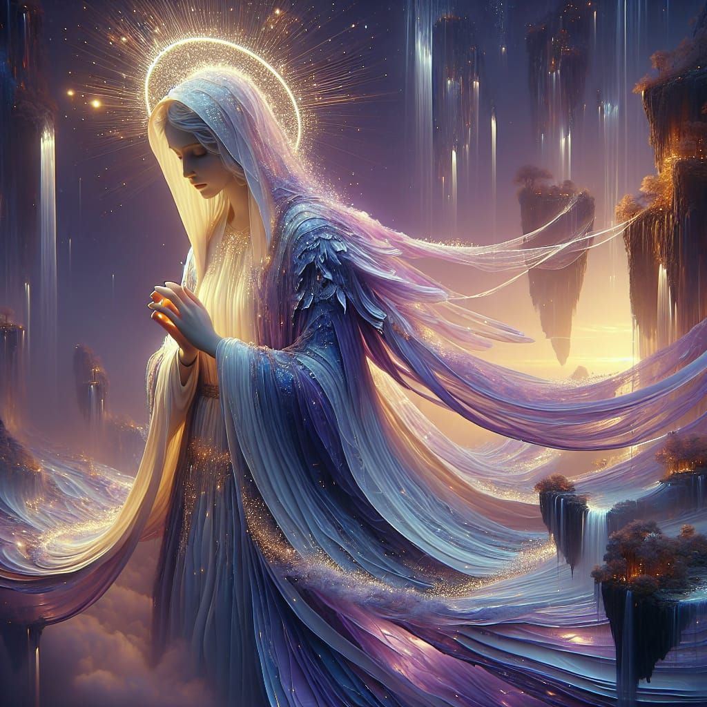 Fantasy Holy Mary in Ethereal Twilight Realm