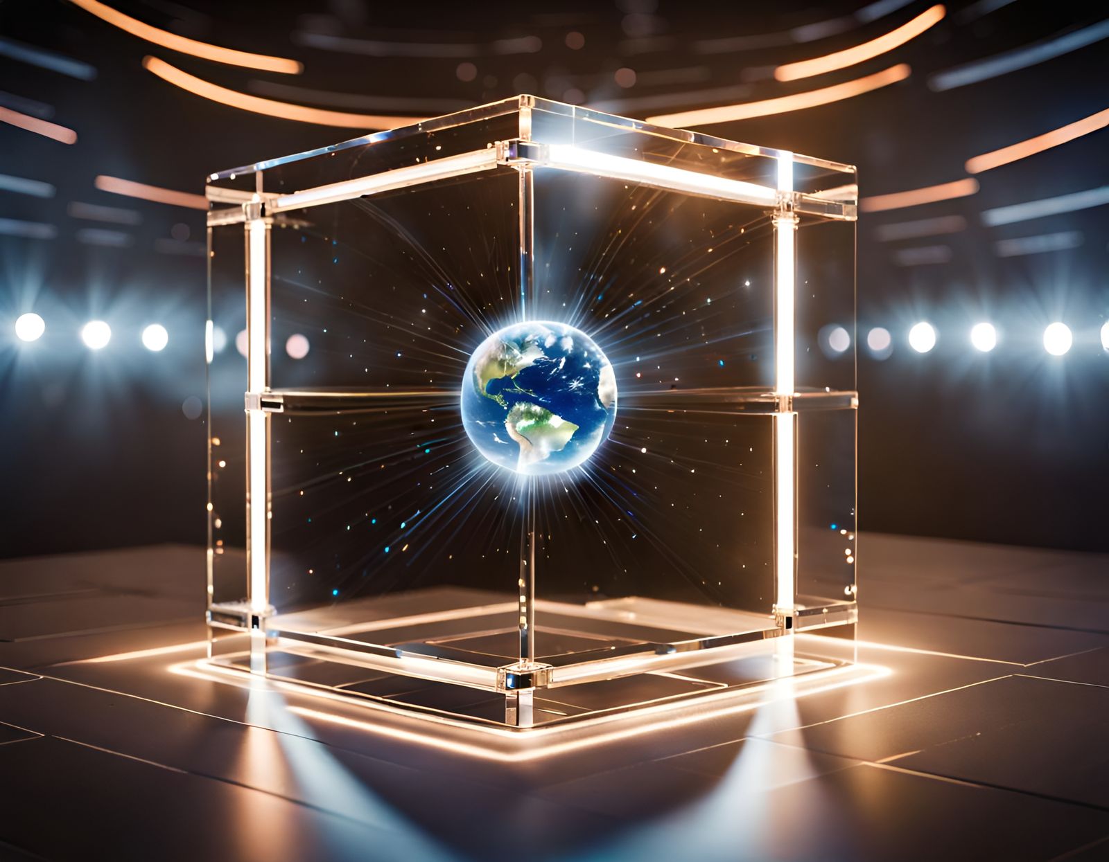 Holographic Earth Orbiting in Crystal Cube