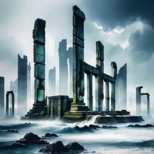 Surreal Cityscape Unites Futuristic Metropolis and Ancient R...