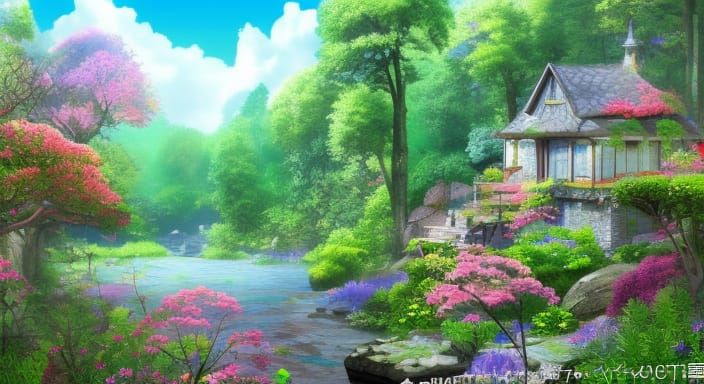 Cottagecore Medieval City in Anime Style