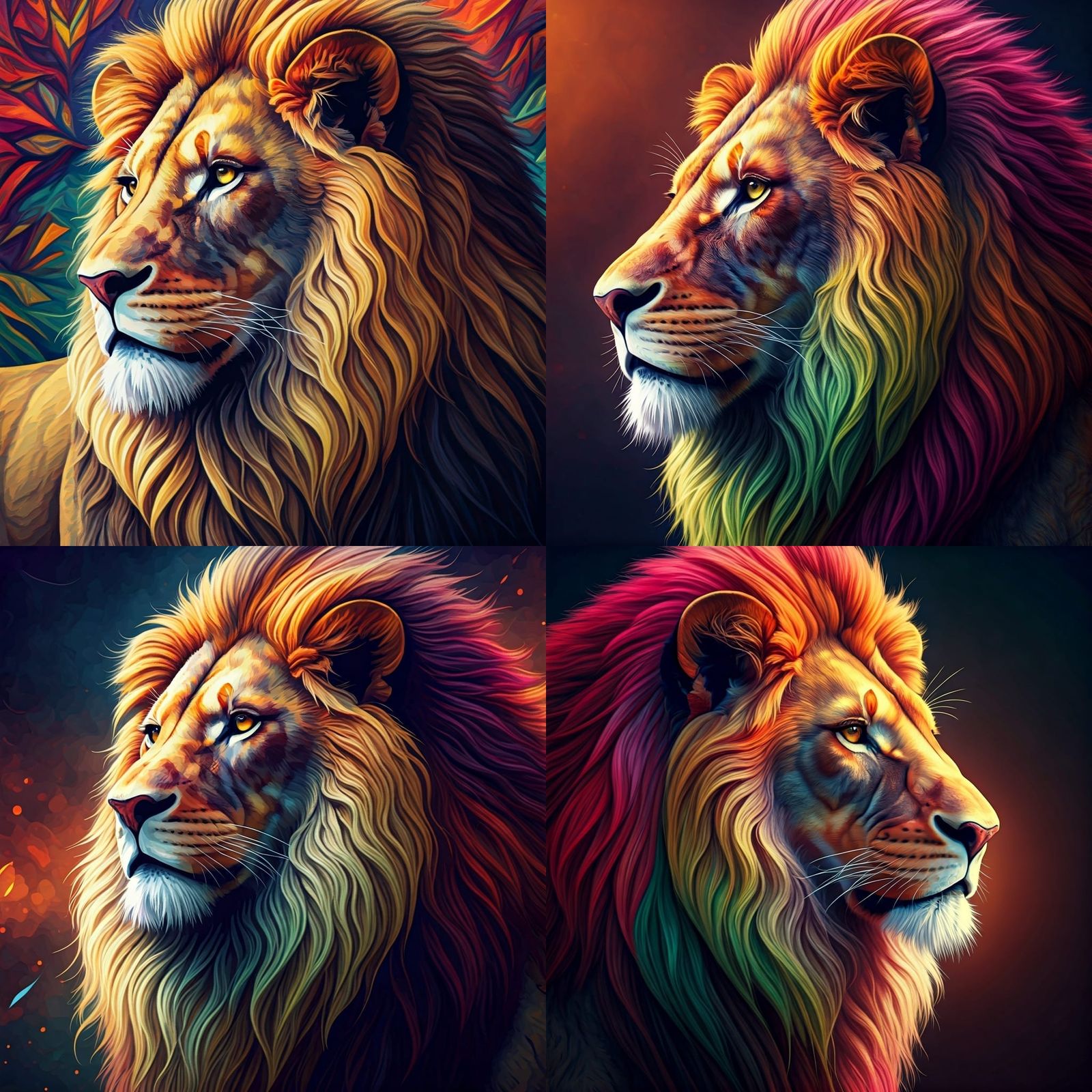 Wool Lion Portrait in Arcimboldo Style