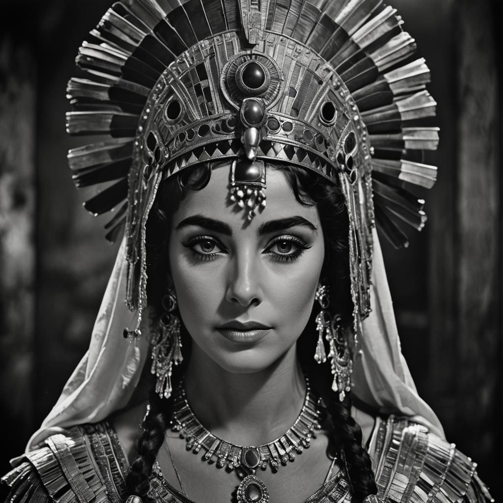 Elizabeth Taylor as Cleopatra: Black and White Portrait
