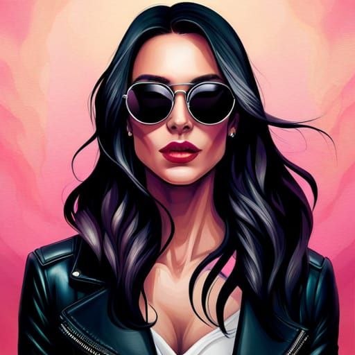 Dark-Haired Woman in Mirrored Sunglasses: Hyperrealistic Art
