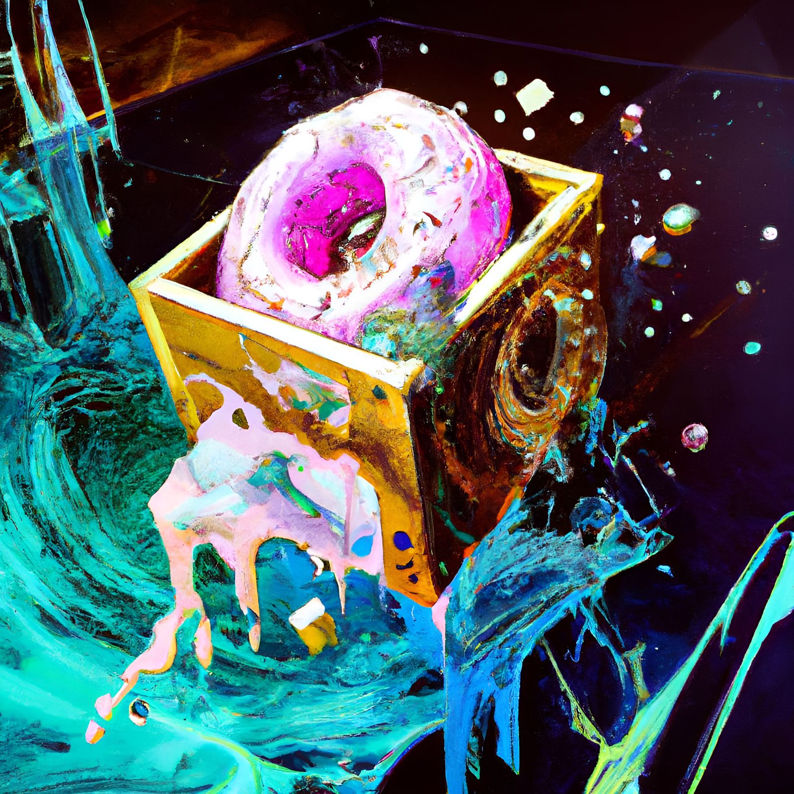 Glitchcore Donut Cube in Volumetric Lighting