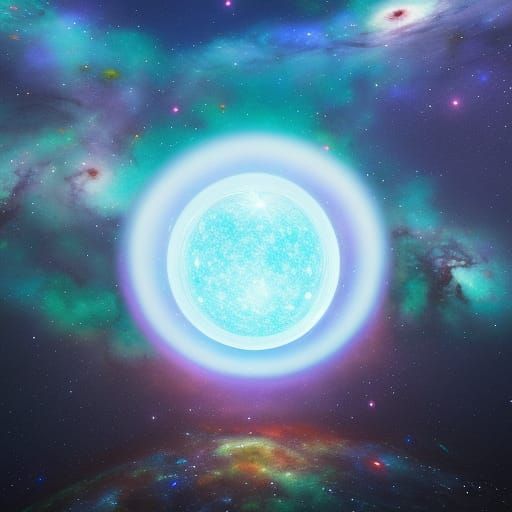 Blue Galaxy in Crystal Sphere: Astral Cosmic Art