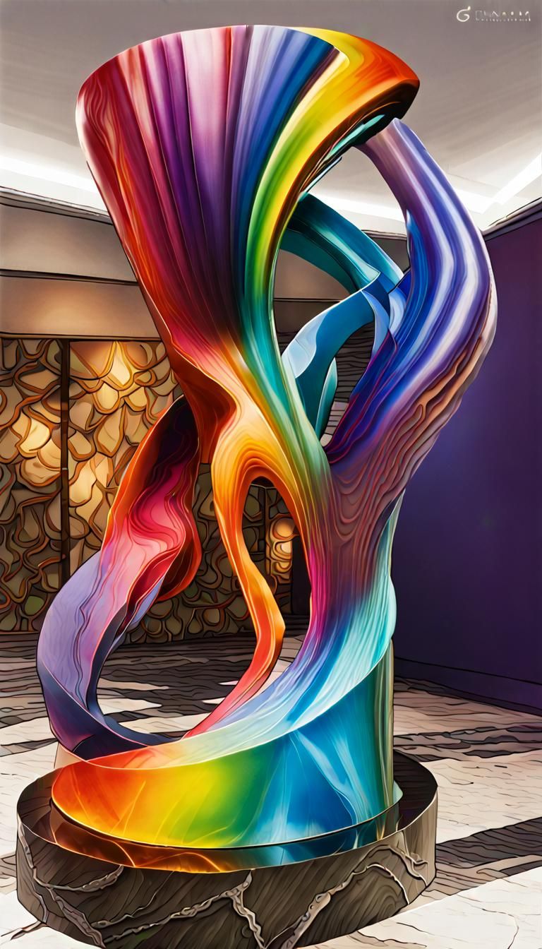 Rainbow Titanium Sculpture of Joy, Digital Art