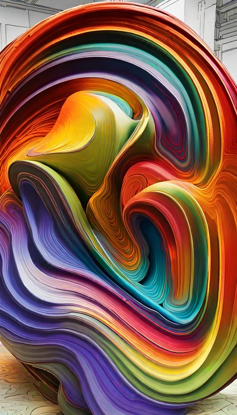 Rainbow Titanium Sculpture of Wonder, Digital Art