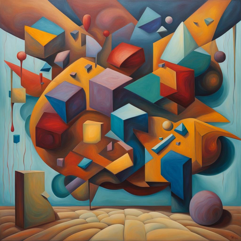 Surreal Puzzle Composition in Matte Oil