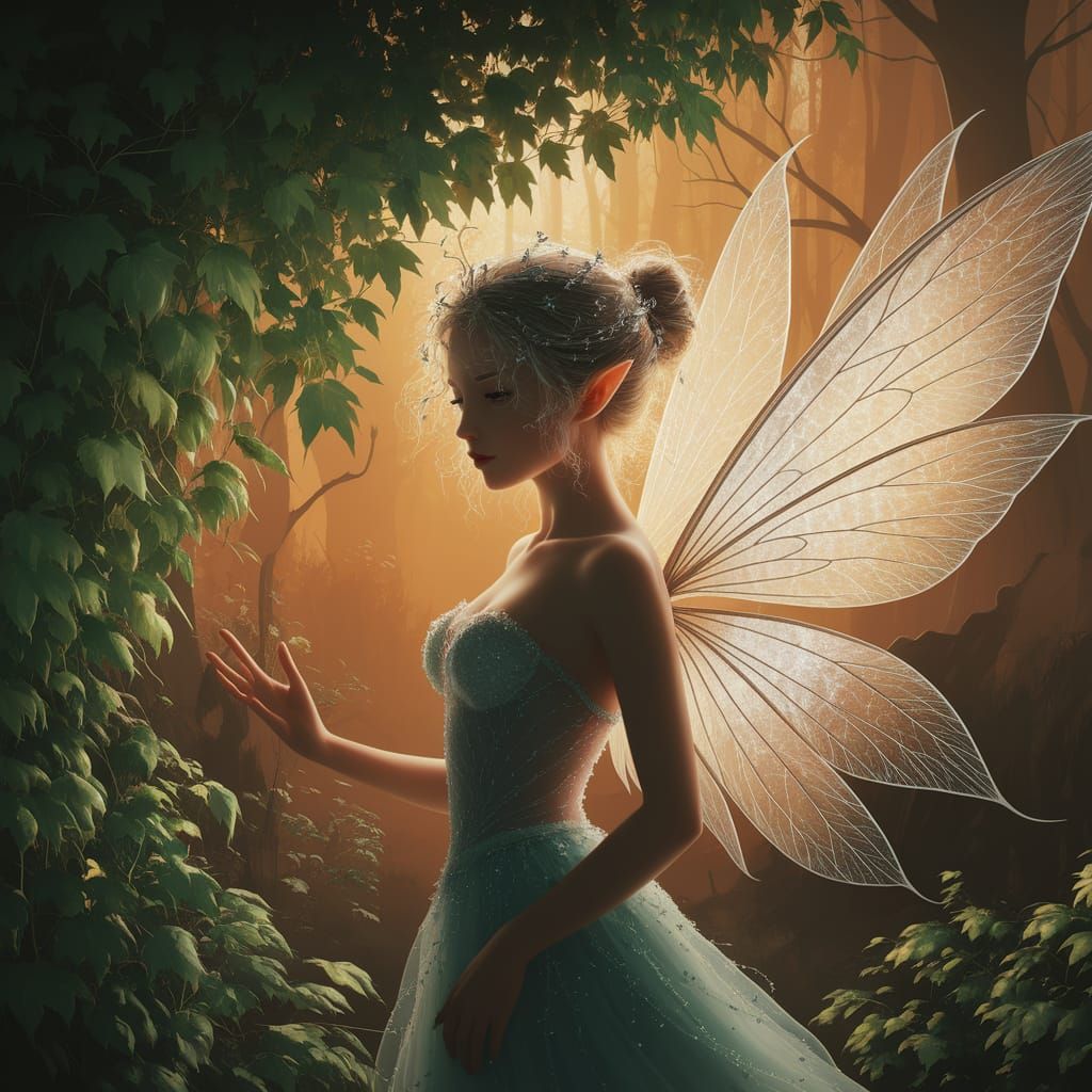 Ethereal Fairy in Impressionistic Forest