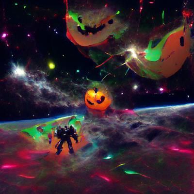 Jack-o'-Lantern Floating in Deep Space