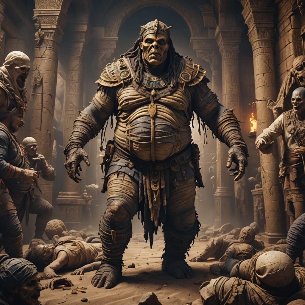Morbidly Obese Mummy Monster in Detailed Matte Painting