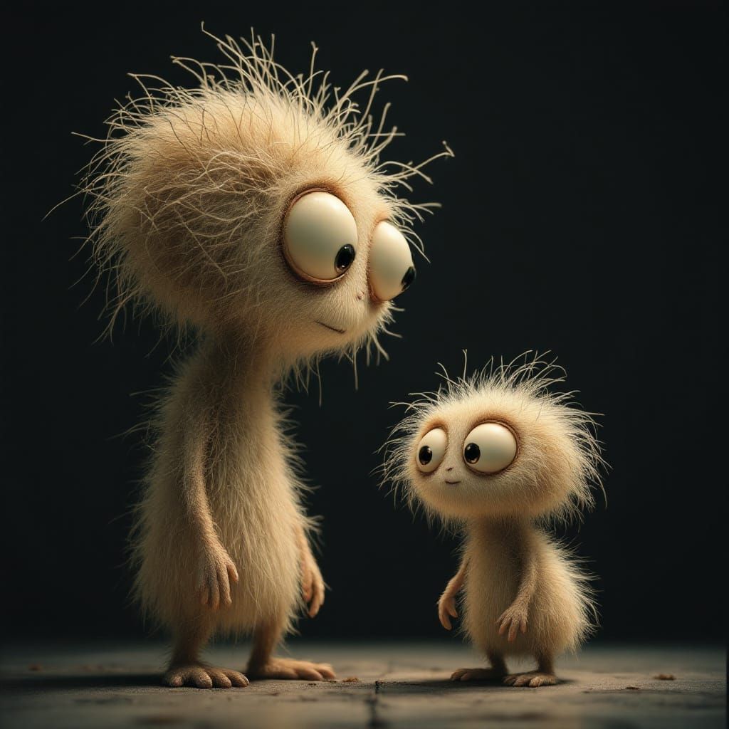 Surreal Double Exposure: Creature and Dried Plants