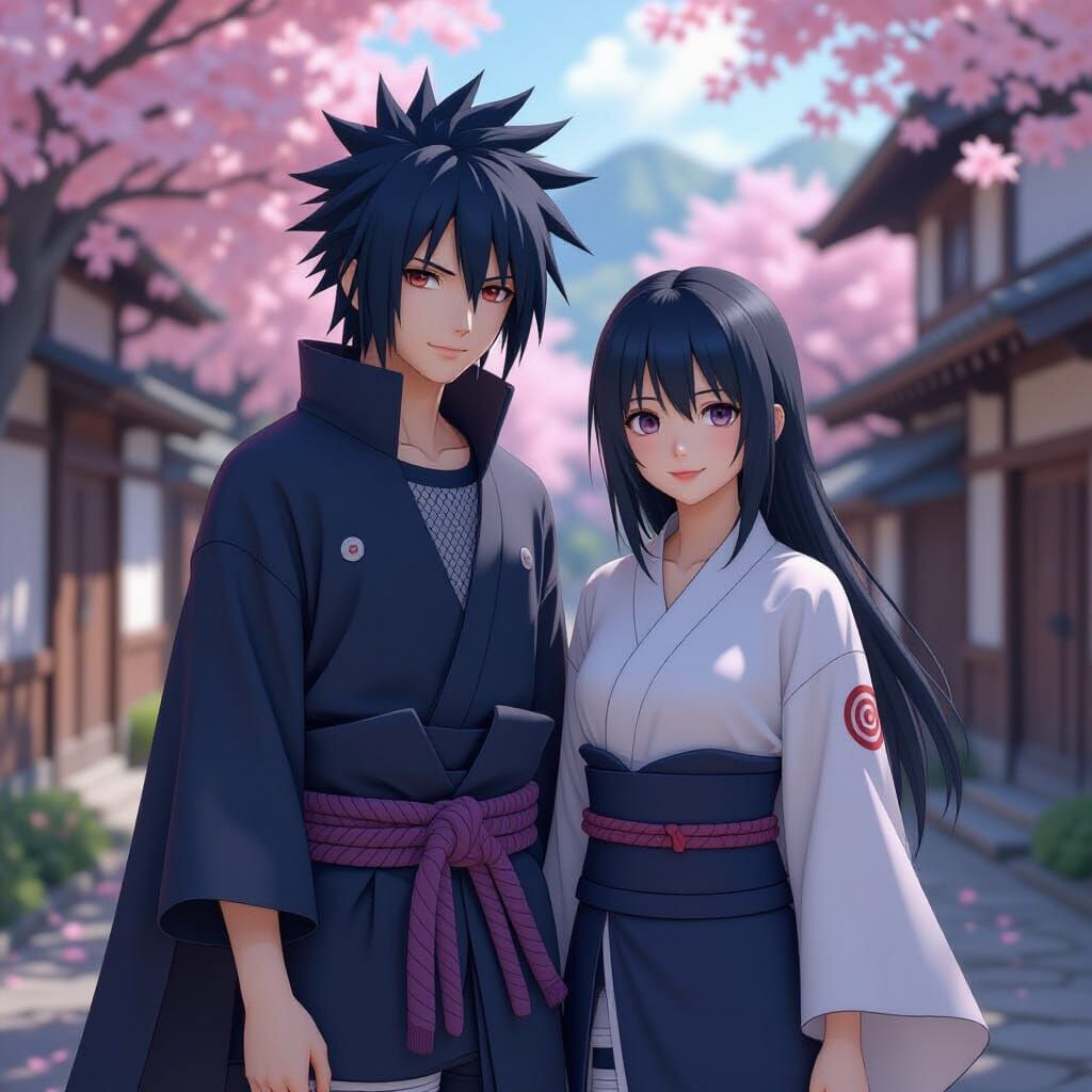 Sasuke and Hinata in Realistic Anime Style