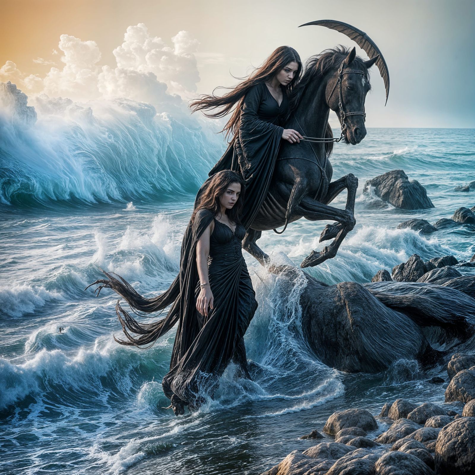 Gothic Goddess Morrighan Meets Grim Reaper