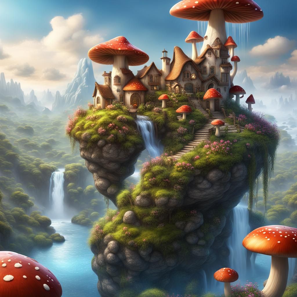 Enchanting Fairy Village in the Sky: A 4K Render