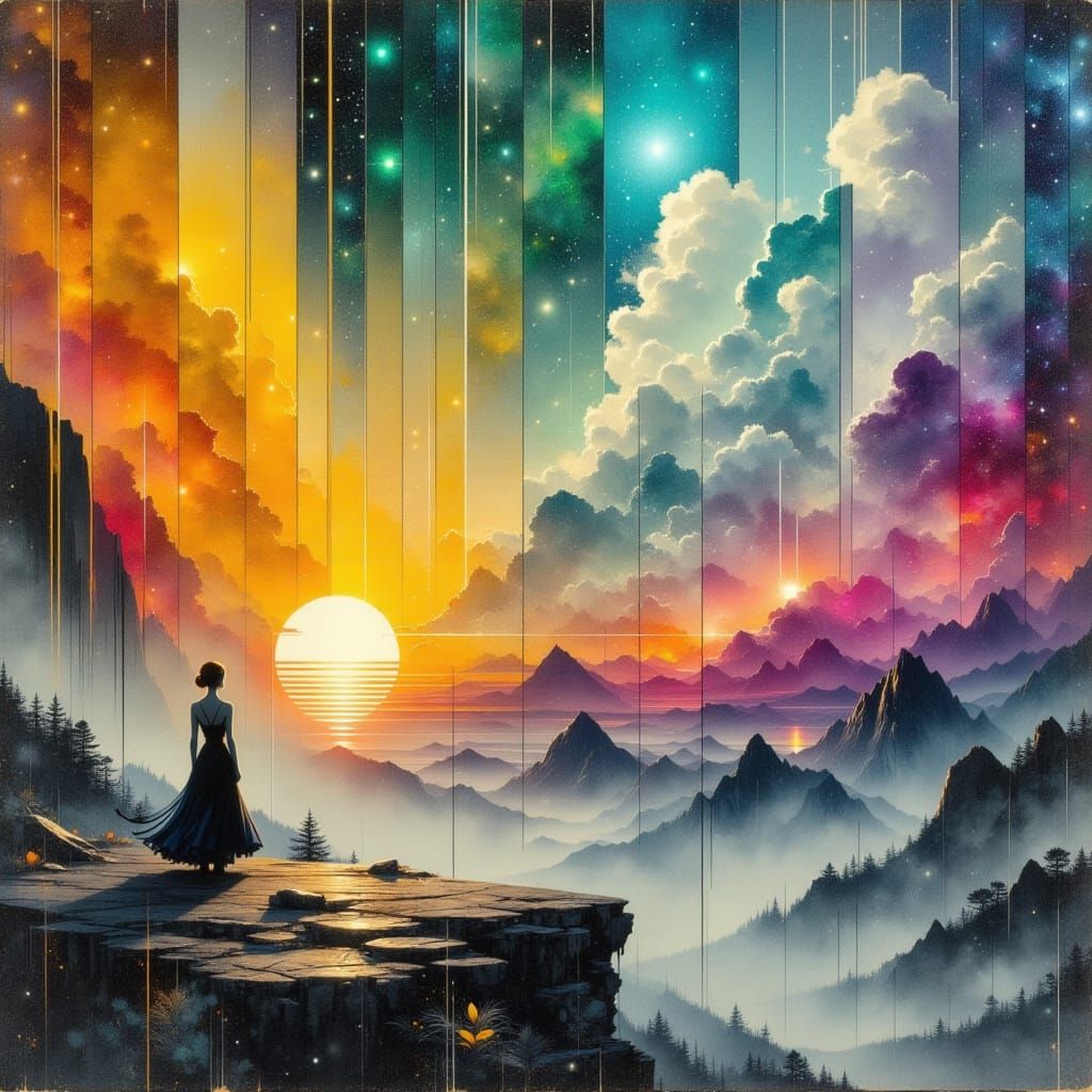 Radiant Woman in Futuristic Minimalism