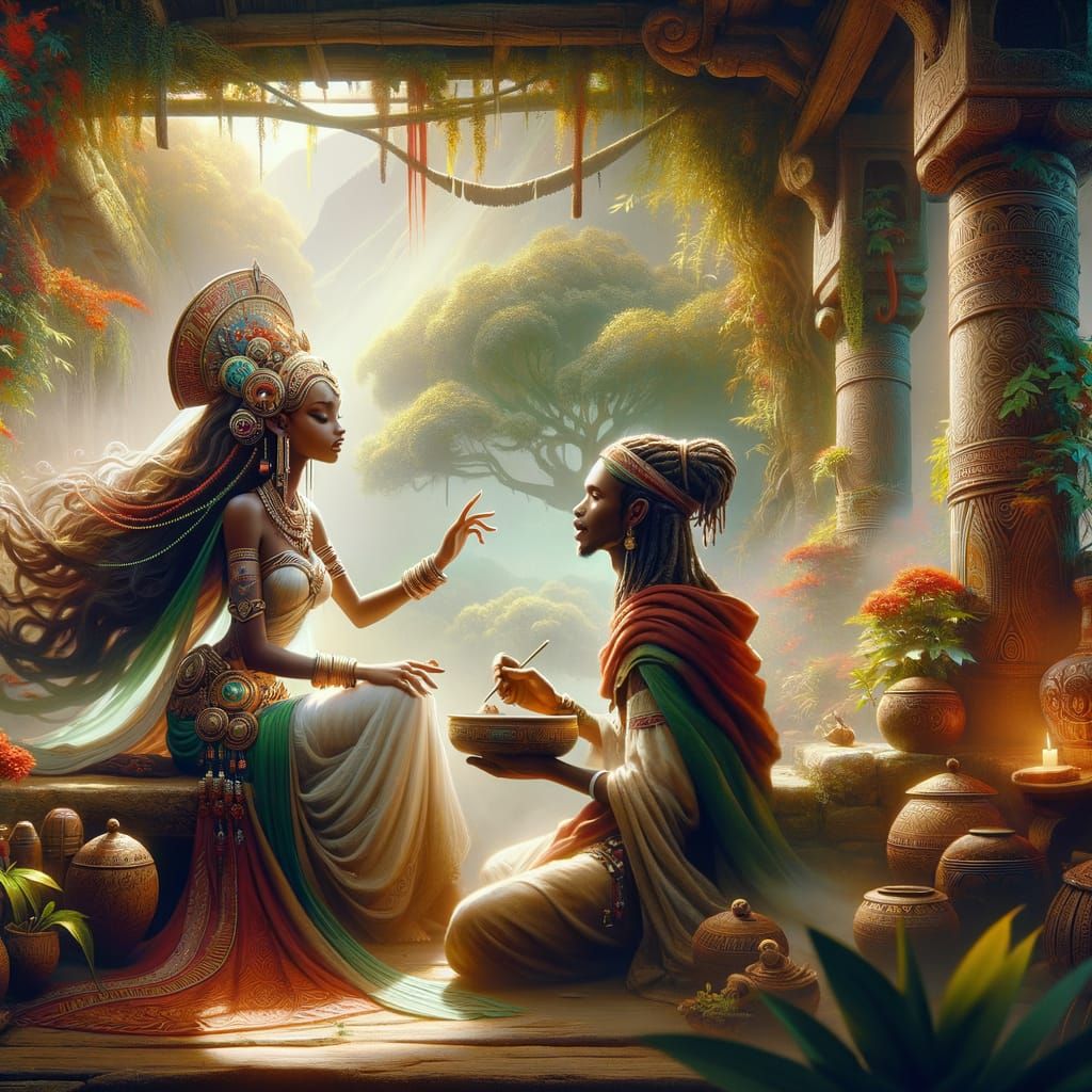 Ethiopian Youth Discuss History in Fantasy Art