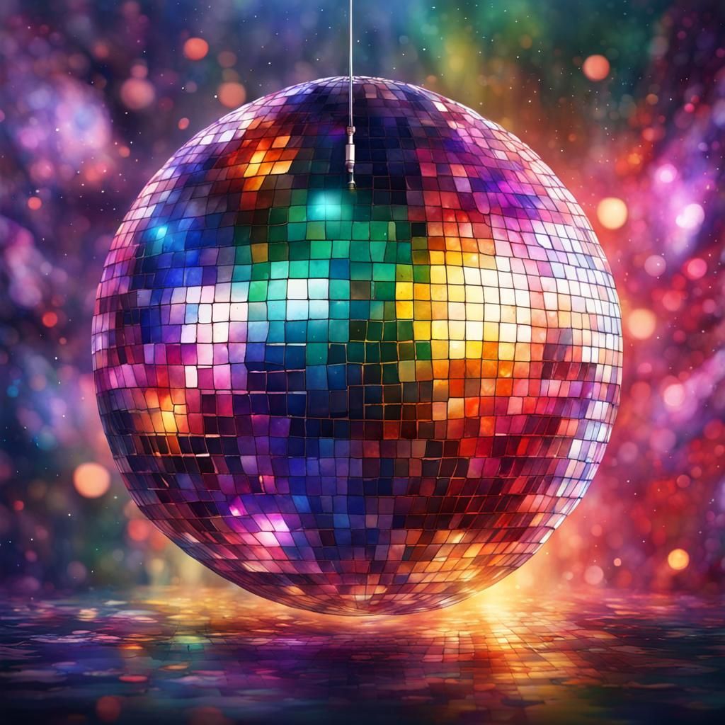 Disco Ball Watercolor Painting in 8K
