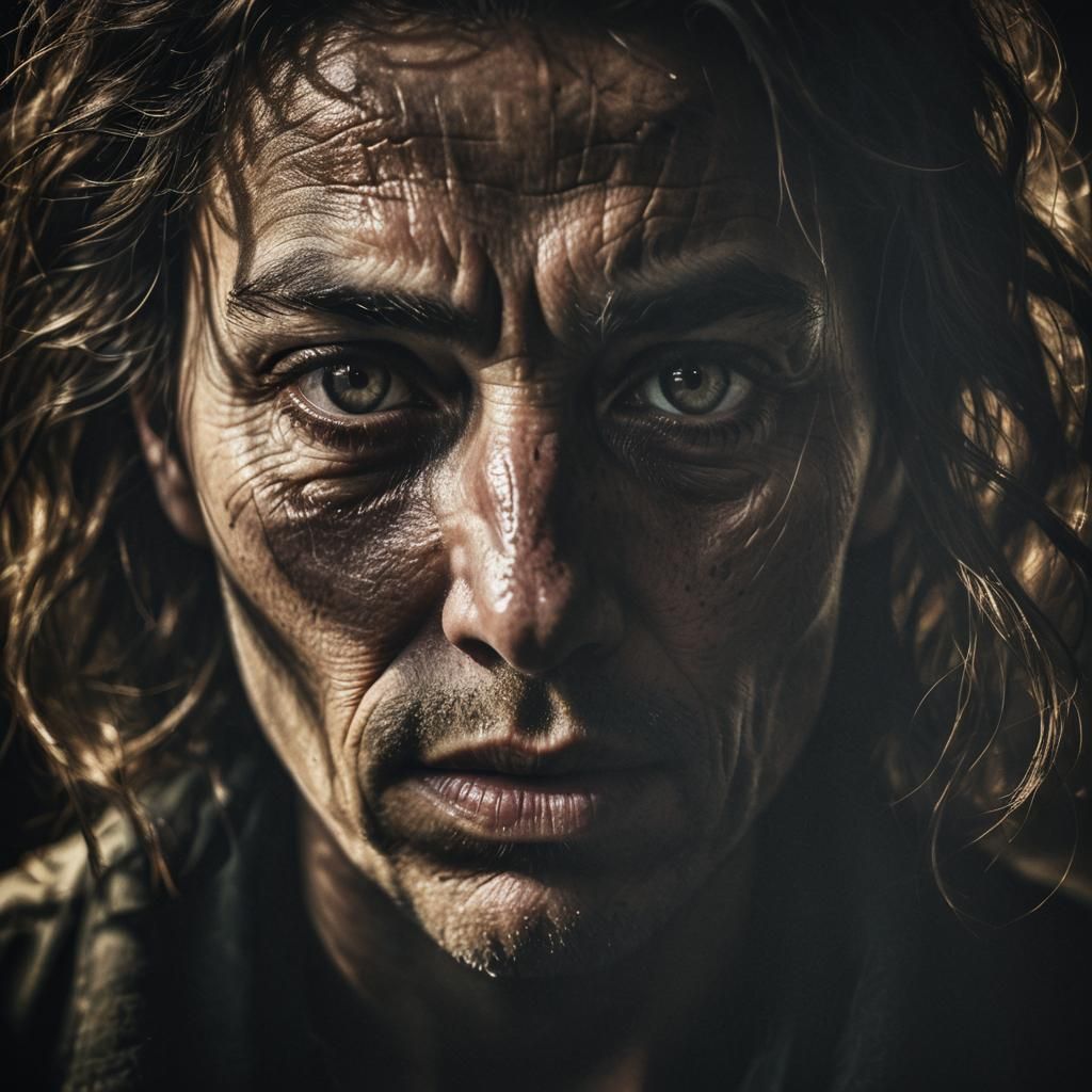 Intense Shadow Portrait in Chiaroscuro Style