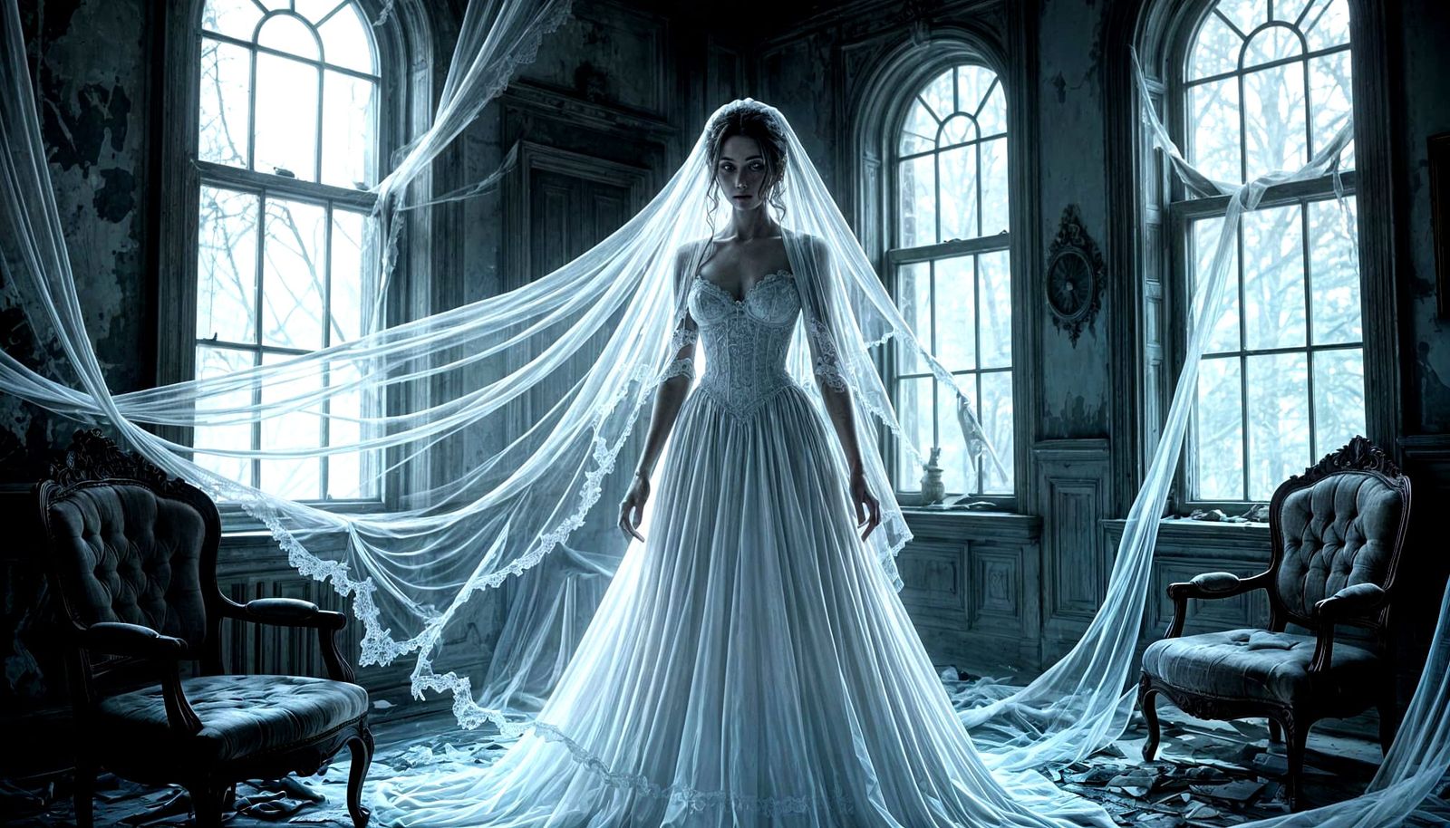 A spectral skeleton bride.