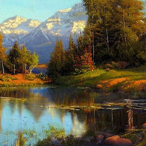 Cottagecore Scene as Oil Painting