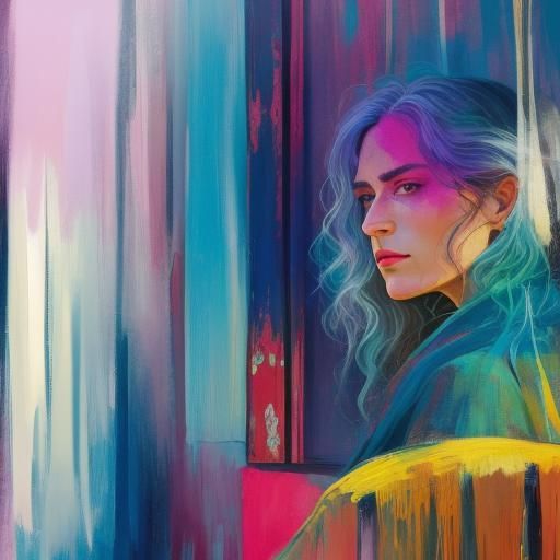 Intense Gaze in Dreamlike Fauvist Oil Painting