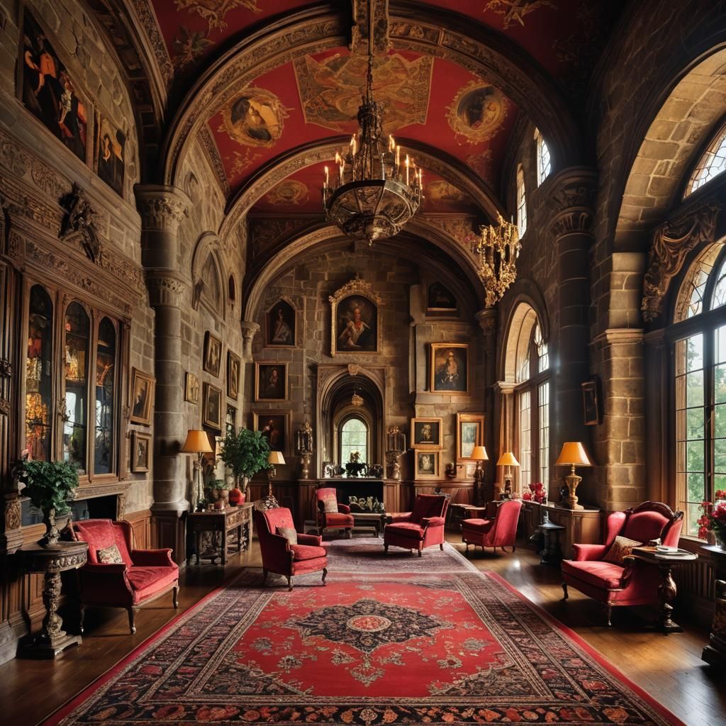 16th Century English Castle Interior in Dramatic Light