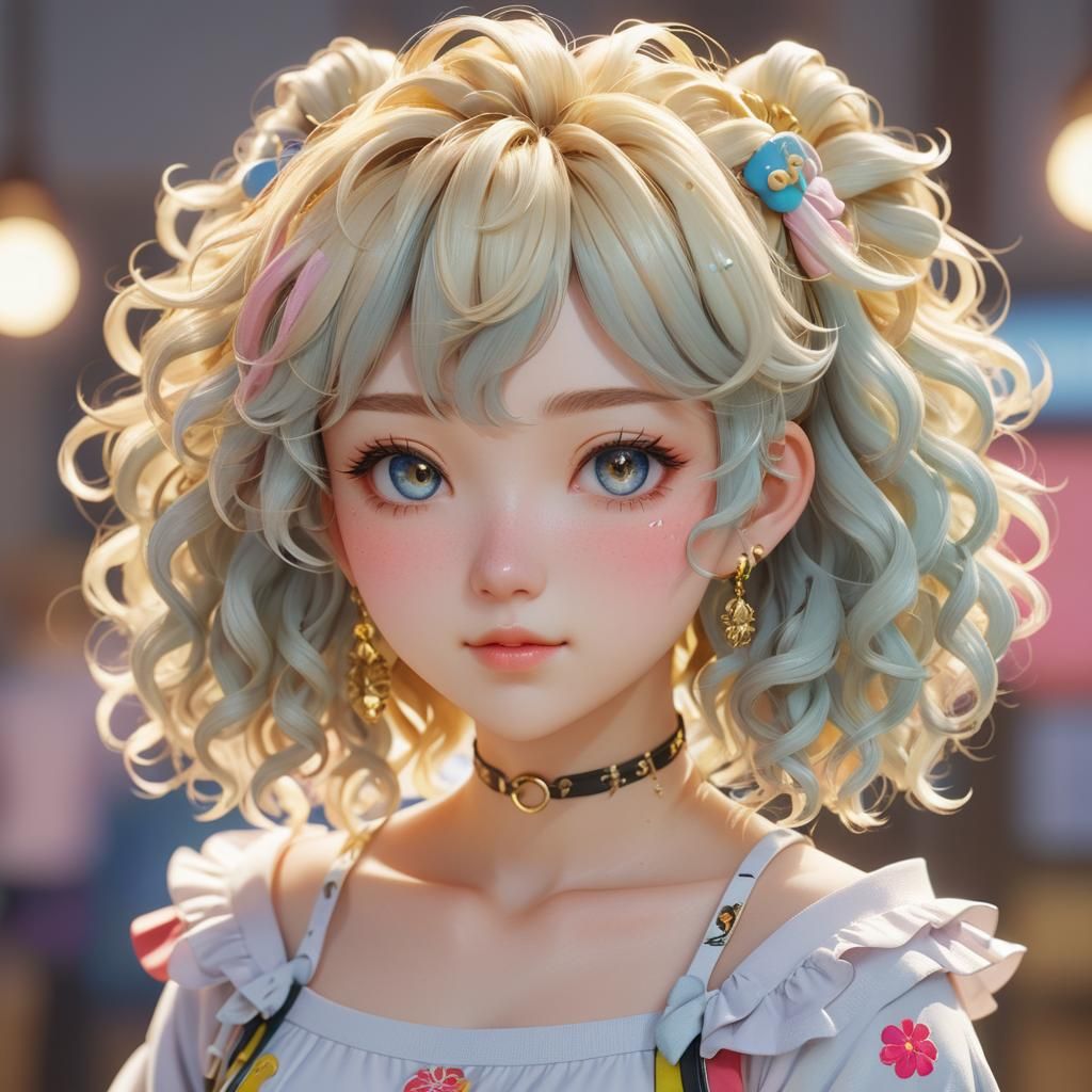 Anime Portrait of Chubby Teen in Pastel Kawaii Style