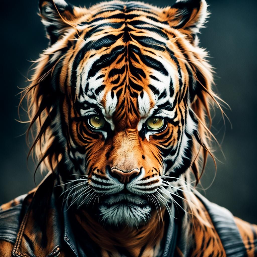 Striking Tiger Portrait in Hyperrealistic Style