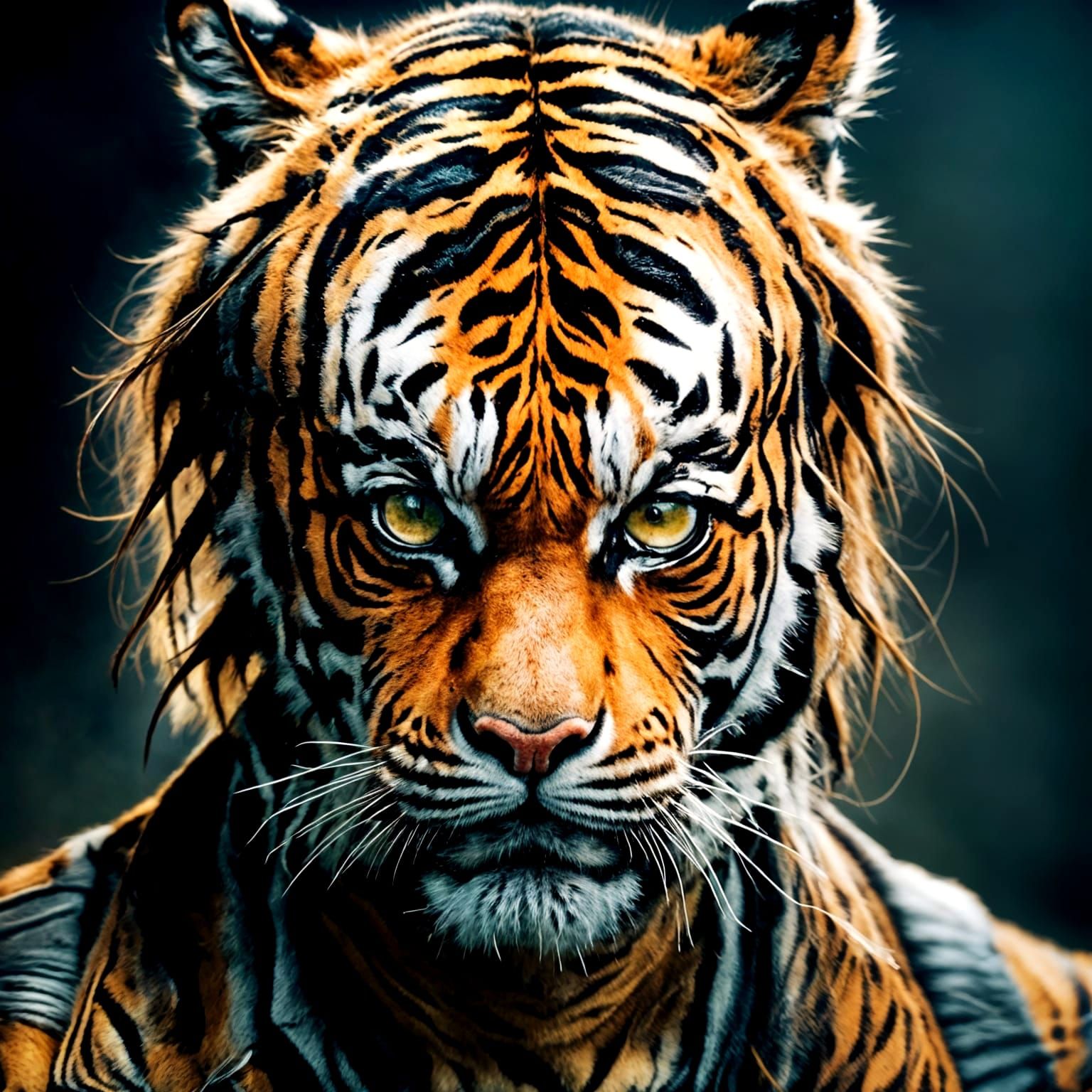 Tiger Man Portrait in Moody Light
