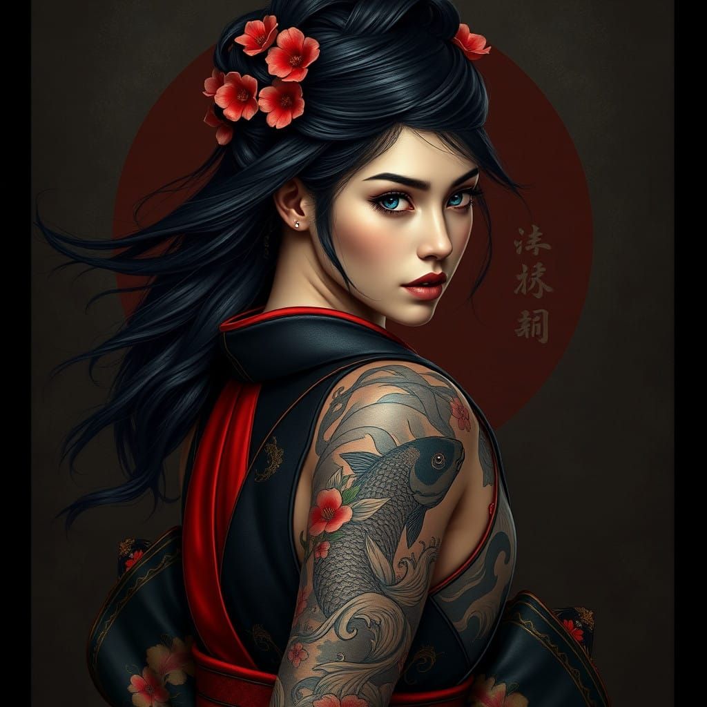 Enigmatic Woman in Traditional Kimono