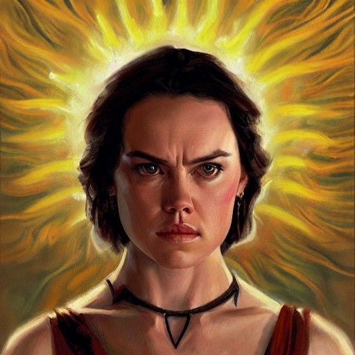 Daisy Ridley as Fire Goddess, Oil Painting
