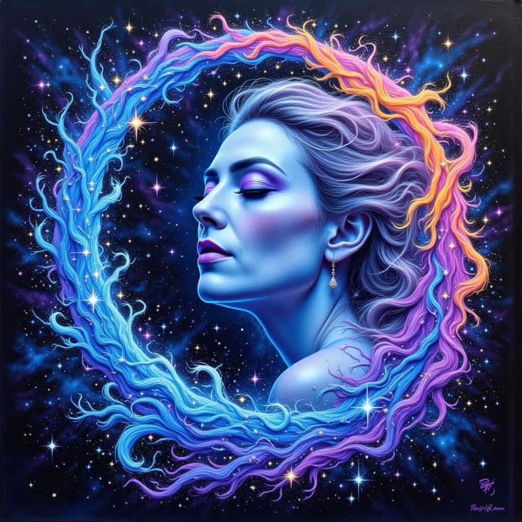 Mystical Moon Tarot Card in Graffiti Art Style