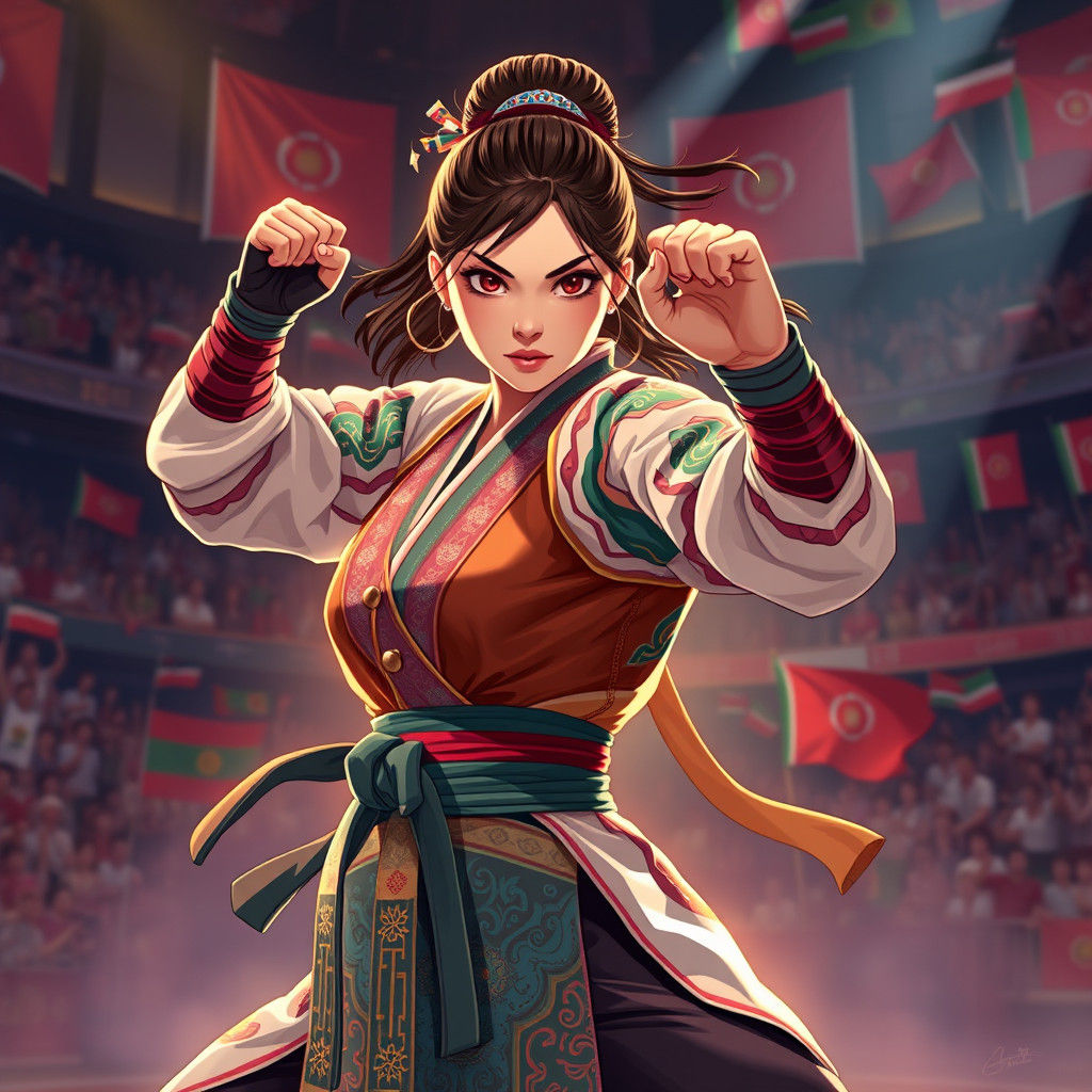 Tajikistani Martial Artist in Manga Style