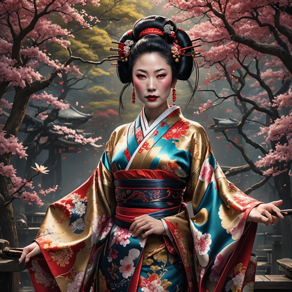Elon Musk as Geisha in Silk Kimono