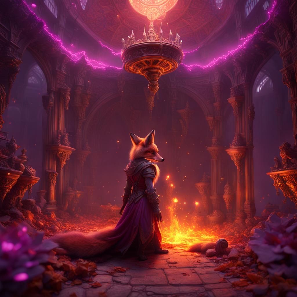 Crimson Flare Fox of Dark Magic in Digital Art