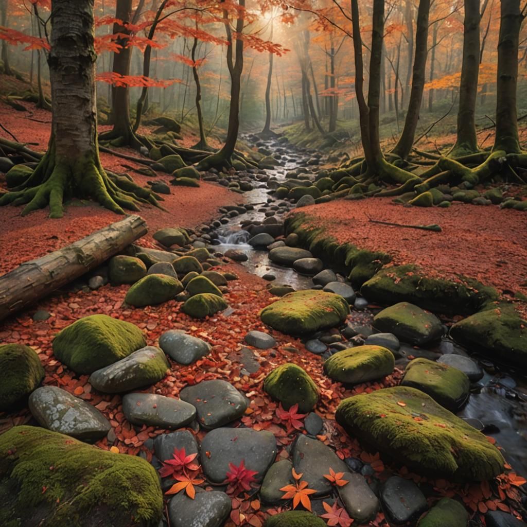 Golden Hour Serenity in an Autumn Forest