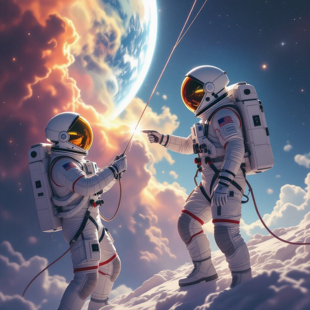 Astronauts Linked by Light in Deep Space