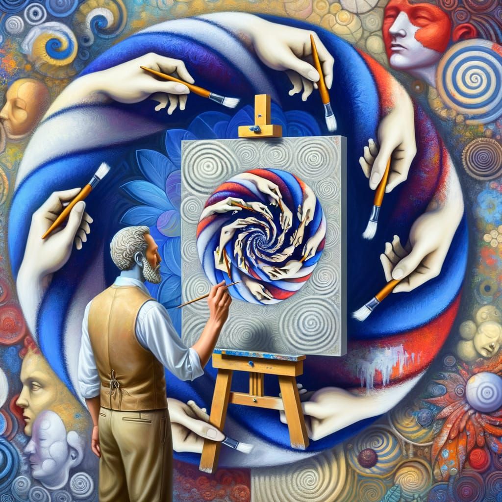 Surreal Portrait Painting its Own Artist