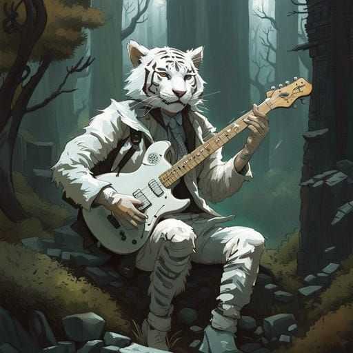 Tiger Shreds on Electric Guitar
