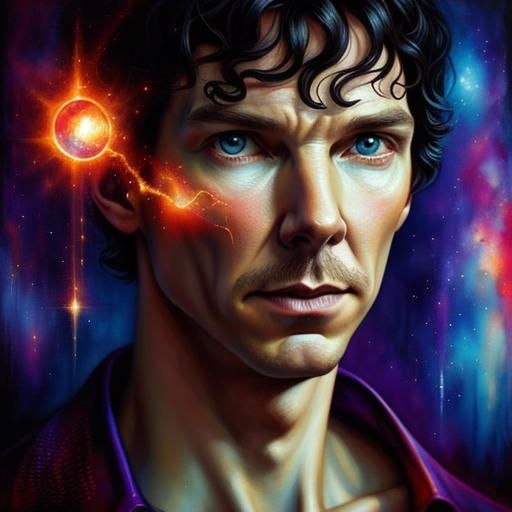 Sherlock Holmes Portrait with Magnifying Glass