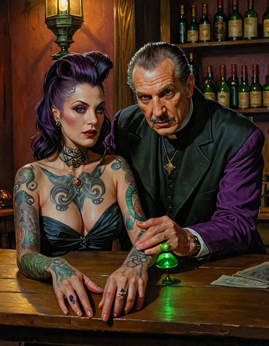 Soul Trade in Gothic Oil Painting Style