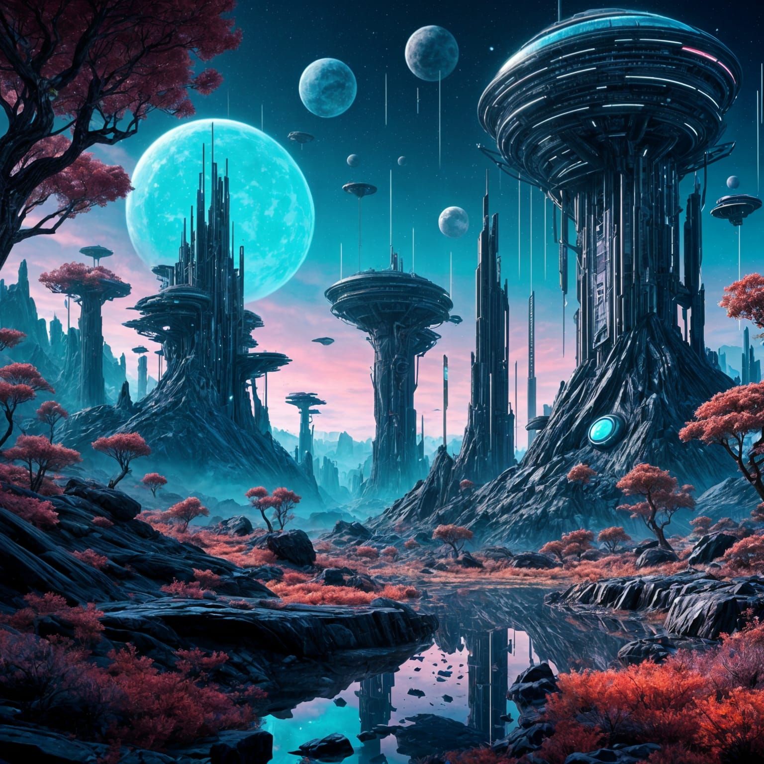 Beautiful alien Sci Fi Landscape