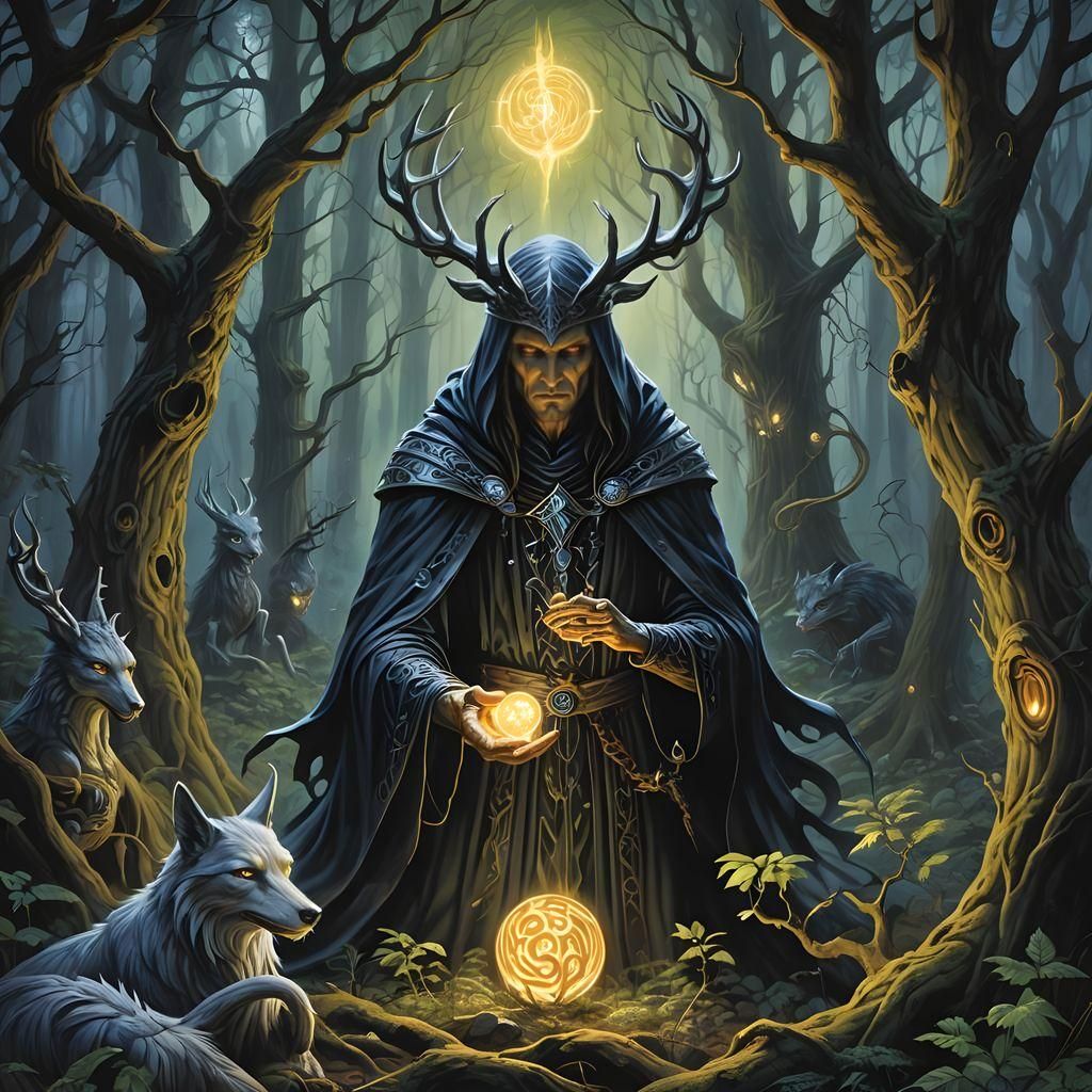 Warlock Summons Creature: Detailed Gouache Painting