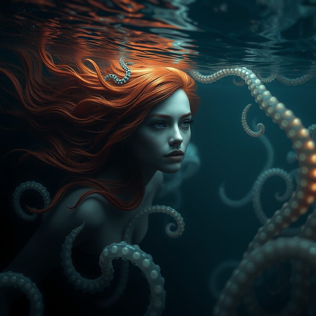 Mysterious Oceanic Goddess in Unreal Engine 5 Style